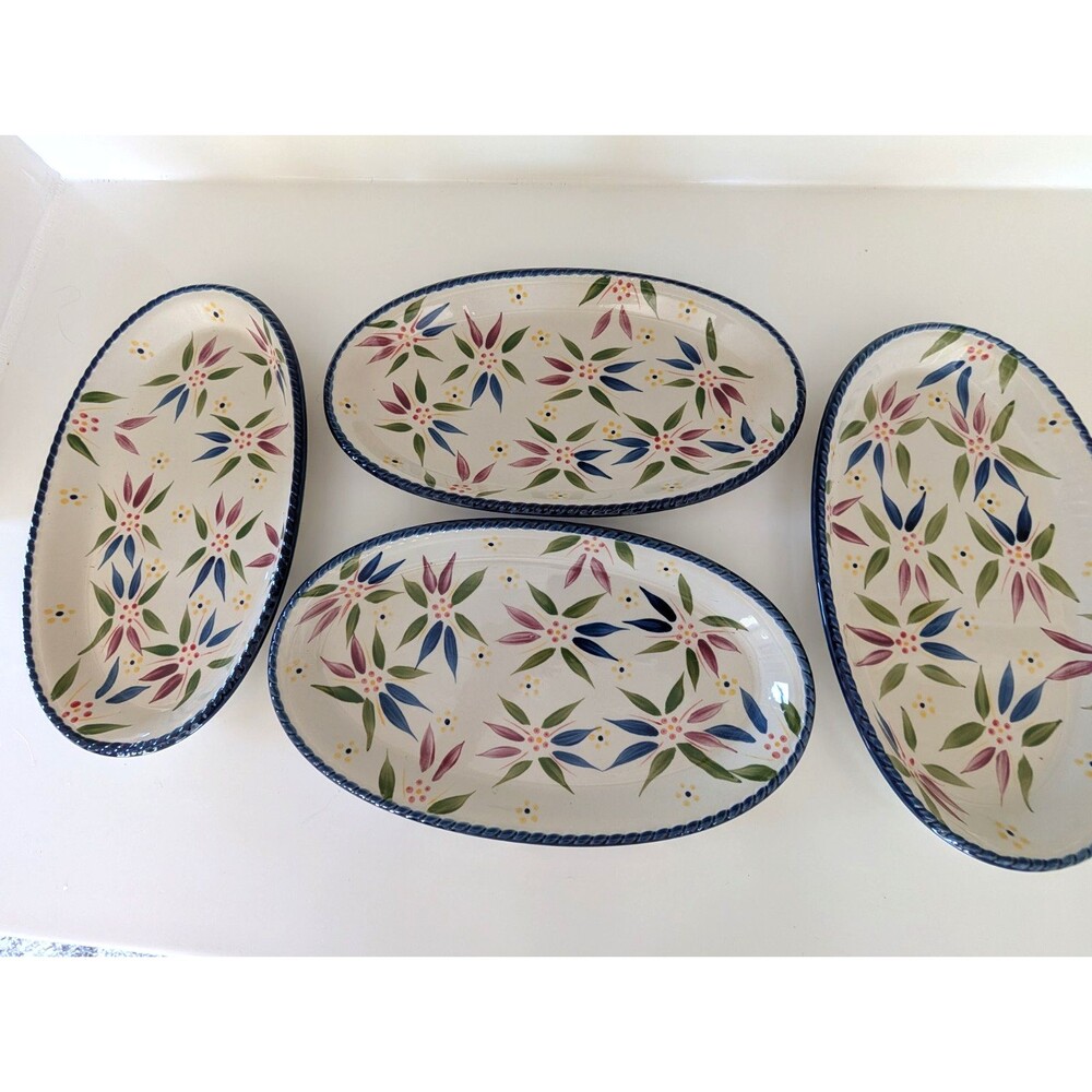 4  temp-tations by Tara Old World Confetti Oval Serving Platters Dinner Plates